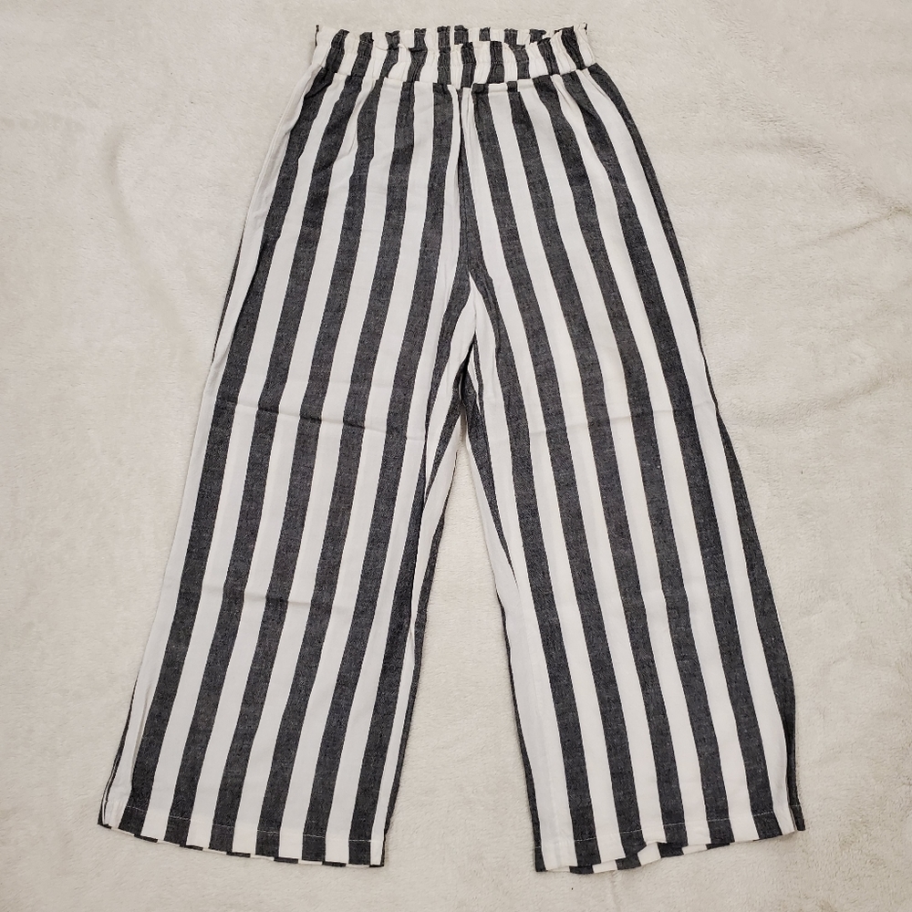 Subdued Cropped Culotte Pant Black White Size S Made in Italy